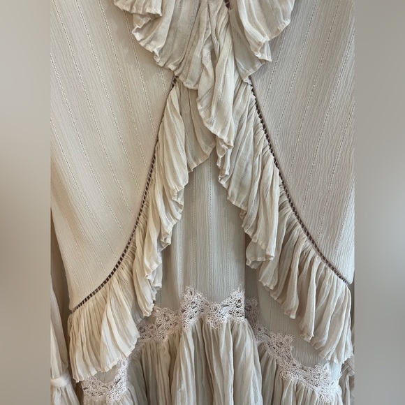 JONATHAN SIMKHAI Ruffle Trim Tiered Hem Stripe Silk Georgette Dress - NE… - Picture 4 of 15